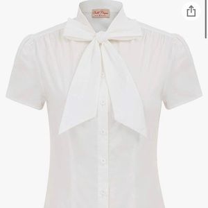 Vintage inspired white office blouse